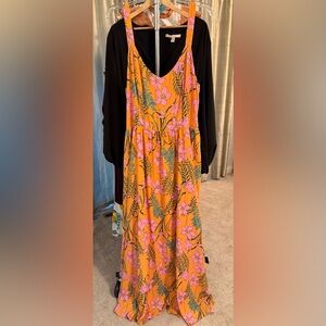 Gibson Latimer Floral Orange and Pink Maxi Dress
